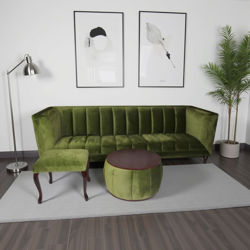 Green Velvet Living Set